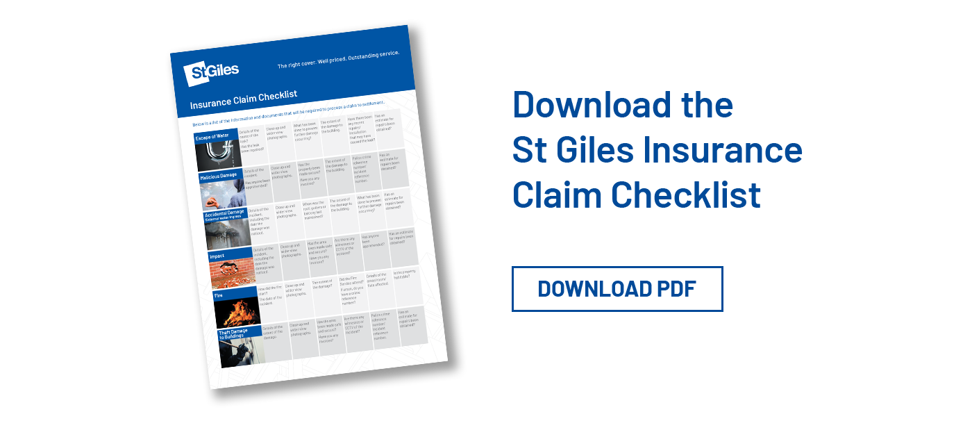 Download the St Giles Insurance Claim Checklist